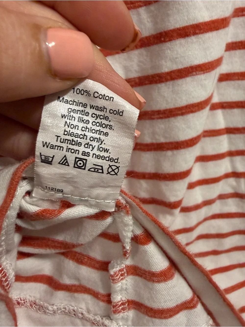 J. Crew White and Orange Striped 3/4 length Sleeve Tee